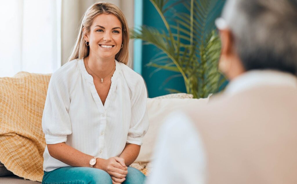 Woman feeling balanced and supported during DBT in Denver.