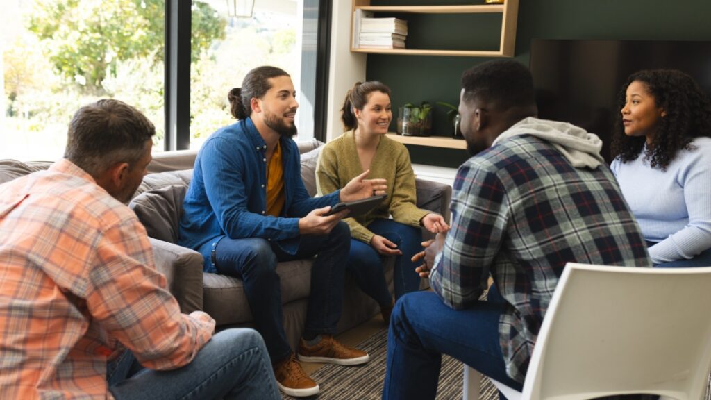 A group treatment exercise during outpatient treatment.